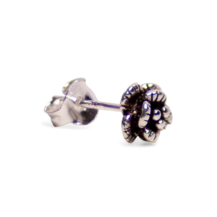 Petite Floral Oxidized Silver Earrings