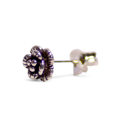 Petite Floral Oxidized Silver Earrings