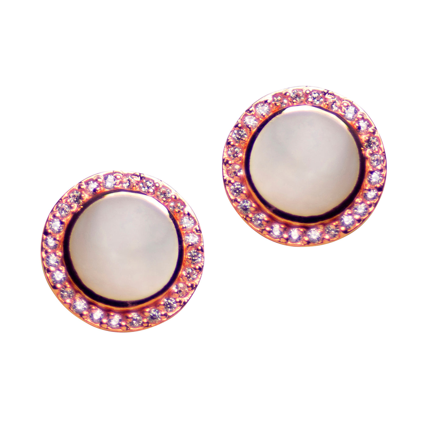 White Mother of Pearl Rose Gold Earrings