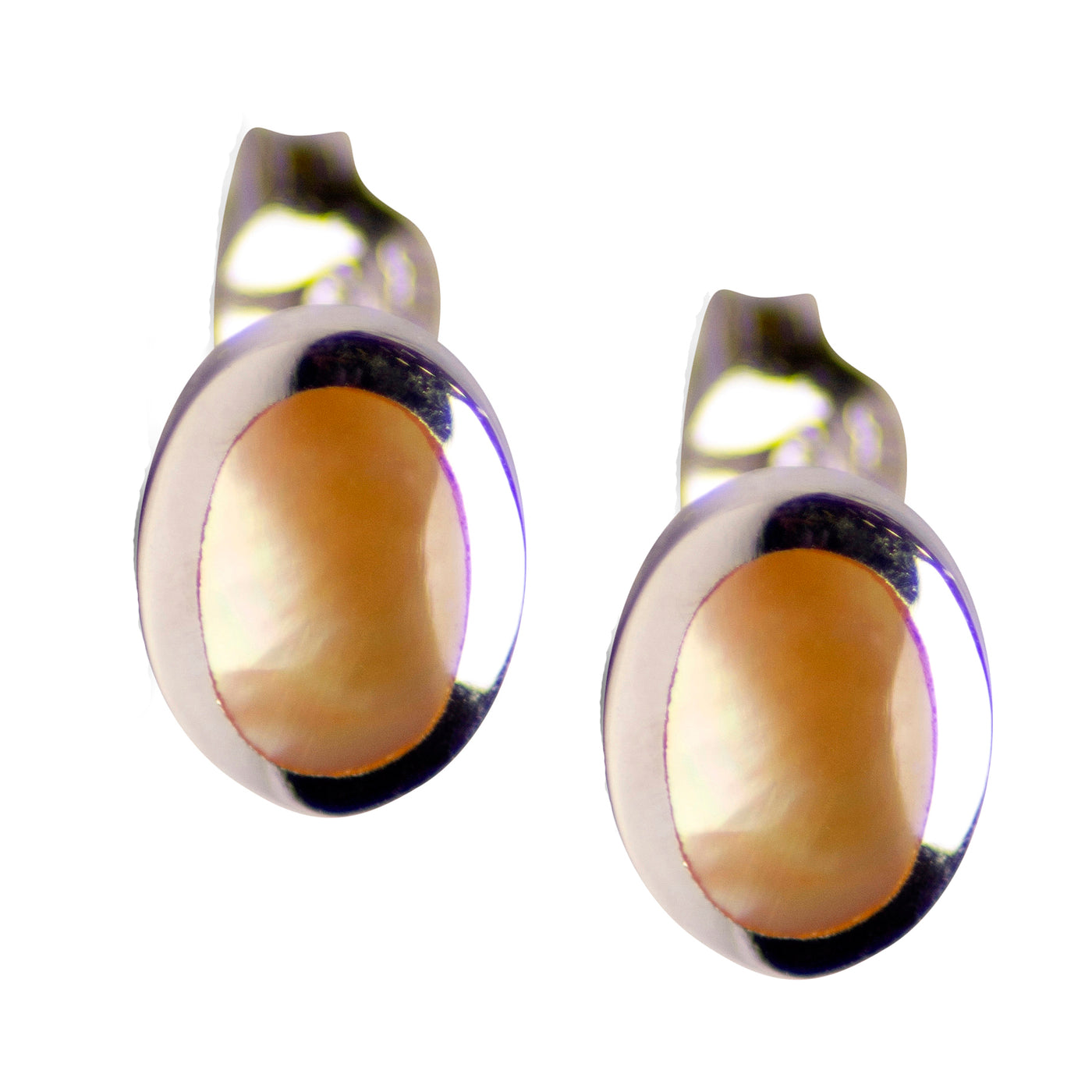 Gold Mother of Pearl Silver Stud Earrings