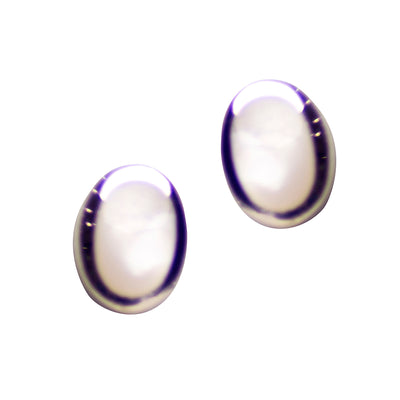 White Mother of Pearl Silver Stud Earrings