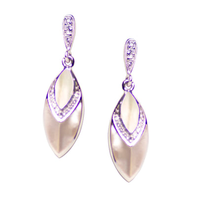 White Mother of Pearl Silver Drop Earrings