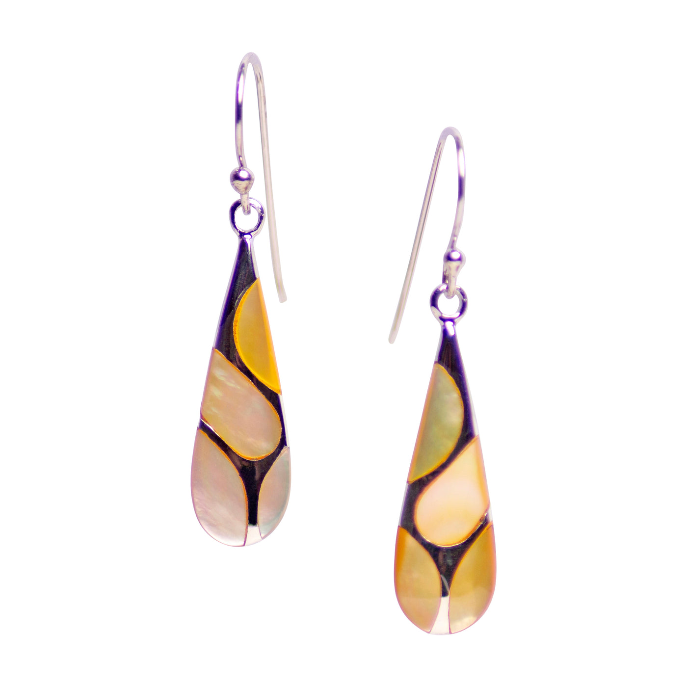 Gold Mother of Pearl Silver Earrings