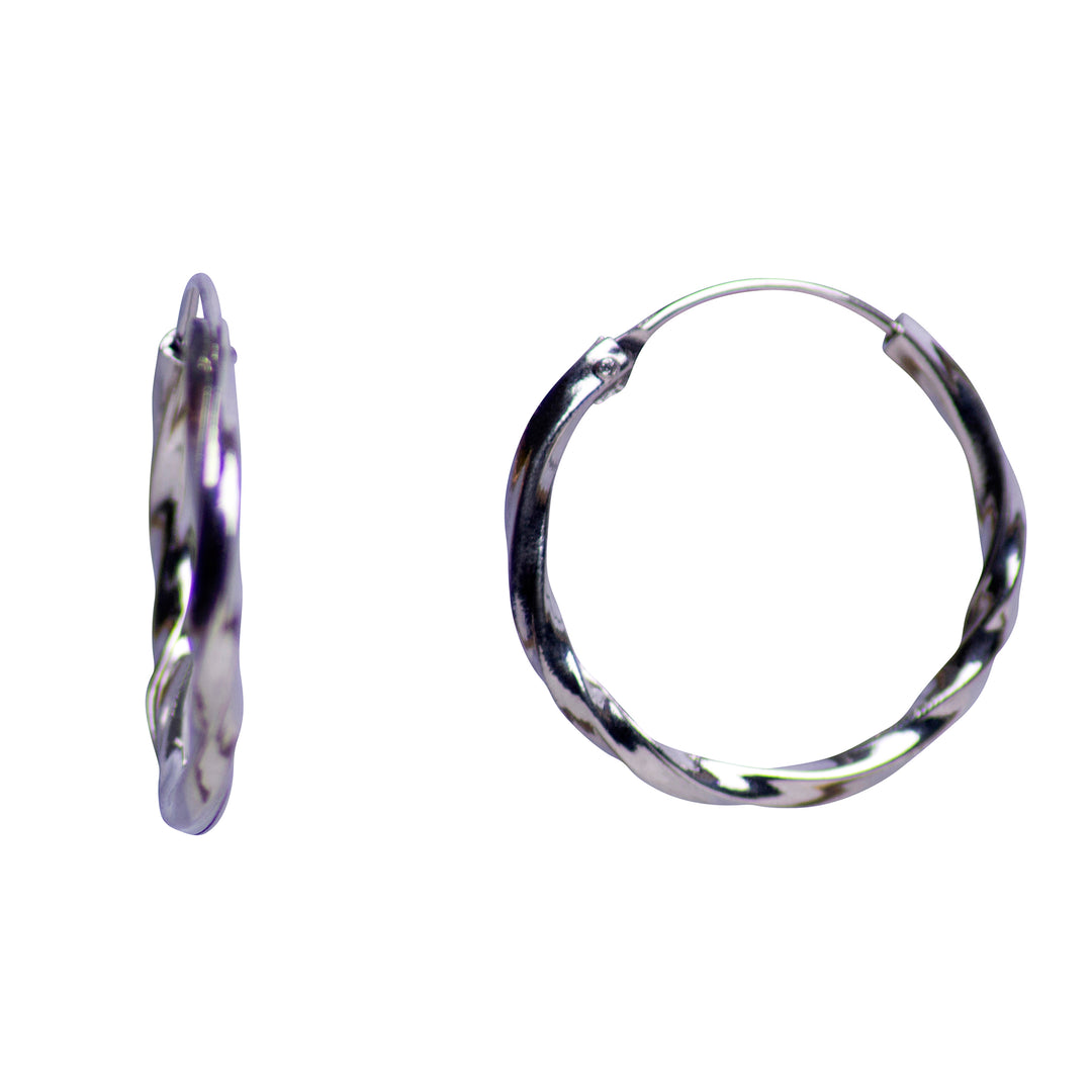 Silver Twist Hoop Earrings