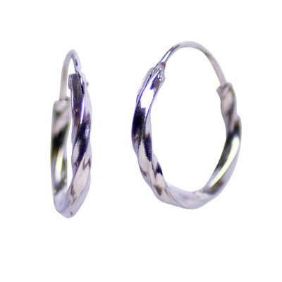 Oxidized Silver Twist Small Hoop Earrings