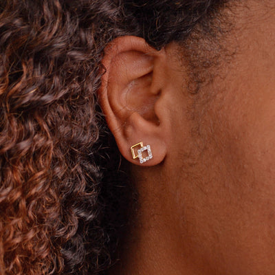Diamond 14K Yellow Gold Plated Earrings | SilverAndGold
