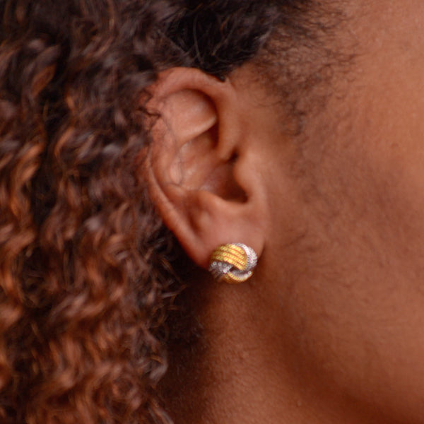 Two Tone 14K Gold & Sterling Love Knot Earrings | SilverAndGold