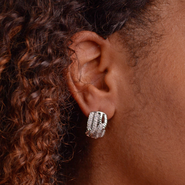Cubic Zirconia Intertwined Sterling Silver Earrings | SilverAndGold