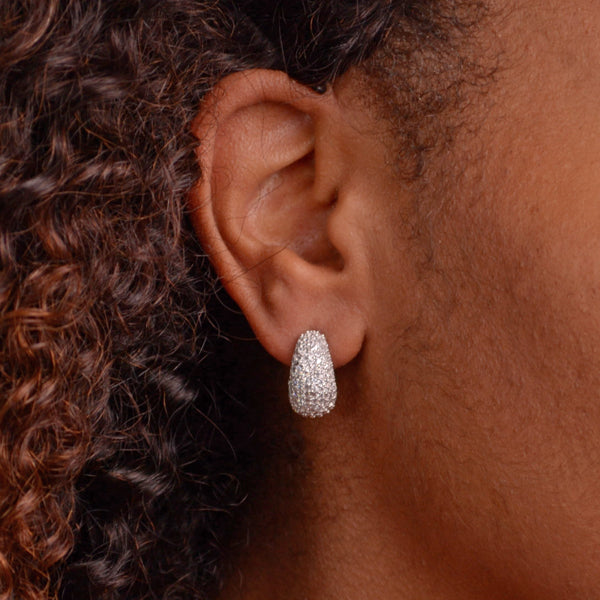 Cubic Zirconia Crescent Sterling Silver Earrings | SilverAndGold