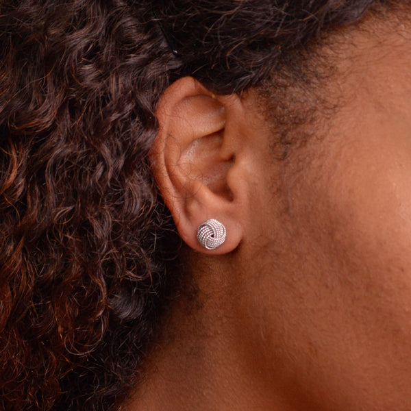 Woven Sterling Silver Love Knot Earrings | SilverAndGold