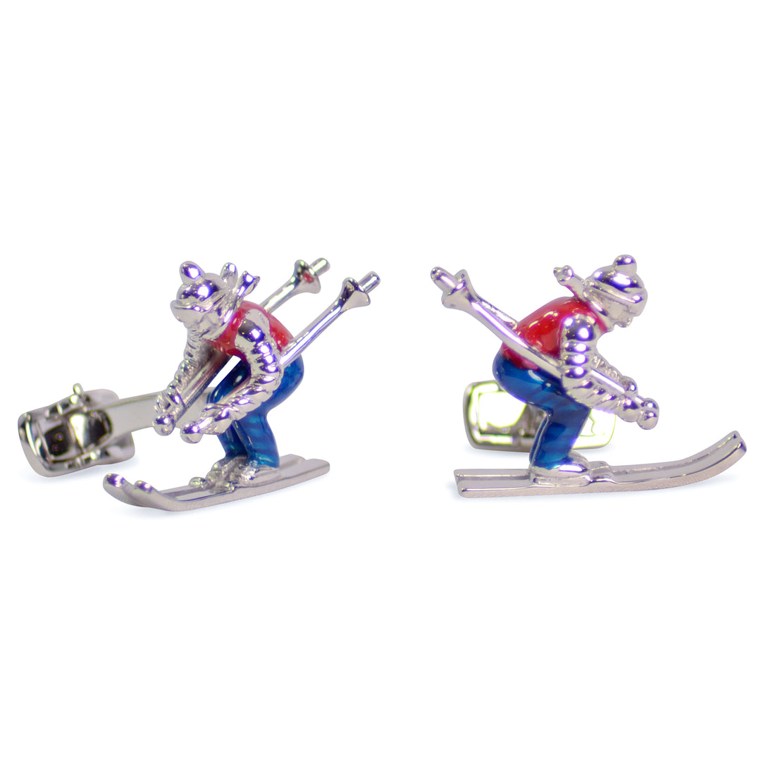 Snow Skiing Sterling Silver Cufflinks | SilverAndGold