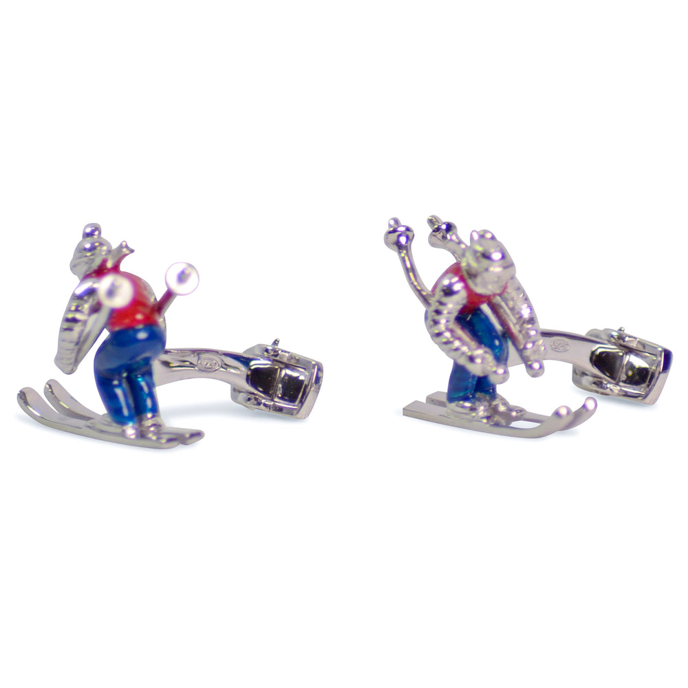 Snow Skiing Sterling Silver Cufflinks | SilverAndGold