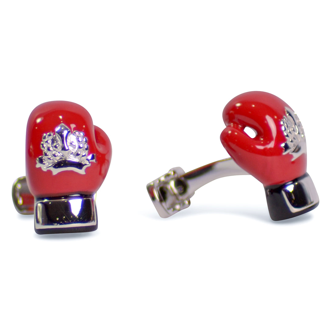 Red Boxing Gloves Sterling Silver Cufflinks | SilverAndGold