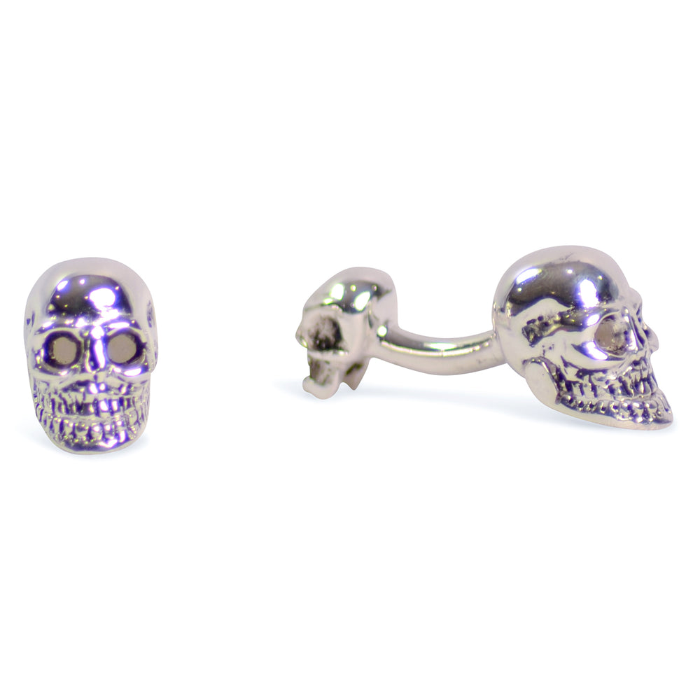 Movable Jaw Sterling Silver Skull Cufflinks | SilverAndGold