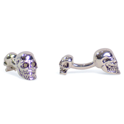 Movable Jaw Sterling Silver Skull Cufflinks | SilverAndGold