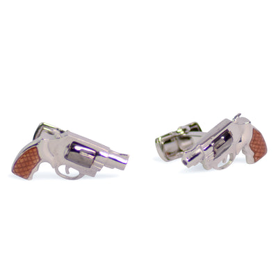 Movable Revolver Gun Sterling Silver Cufflinks | SilverAndGold