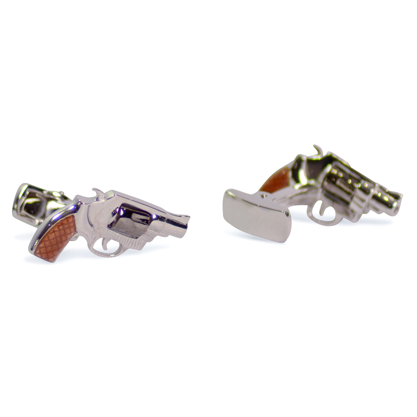 Movable Revolver Gun Sterling Silver Cufflinks | SilverAndGold