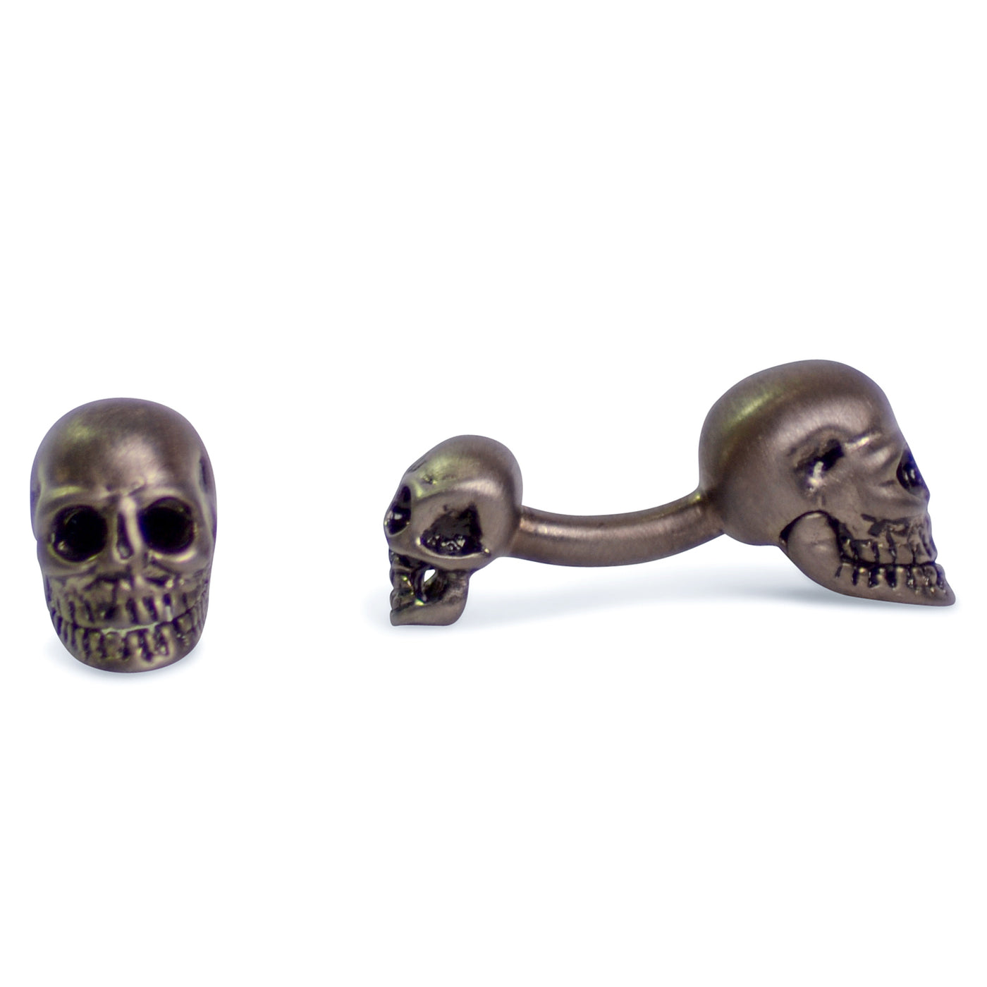 Movable Jaw Oxidized Sterling Silver Skull Cufflinks | SilverAndGold
