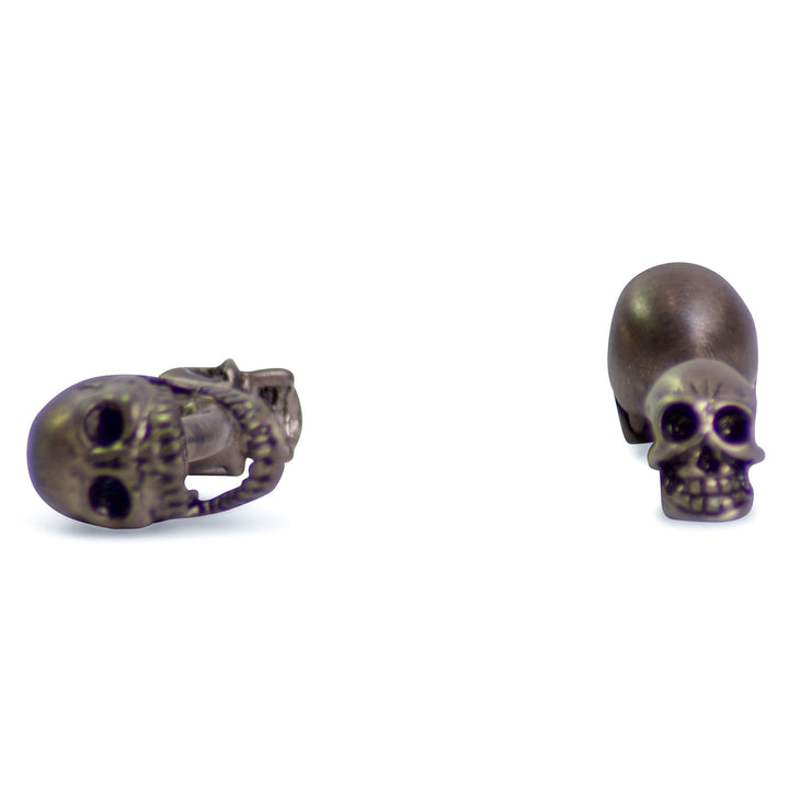 Movable Jaw Oxidized Sterling Silver Skull Cufflinks | SilverAndGold