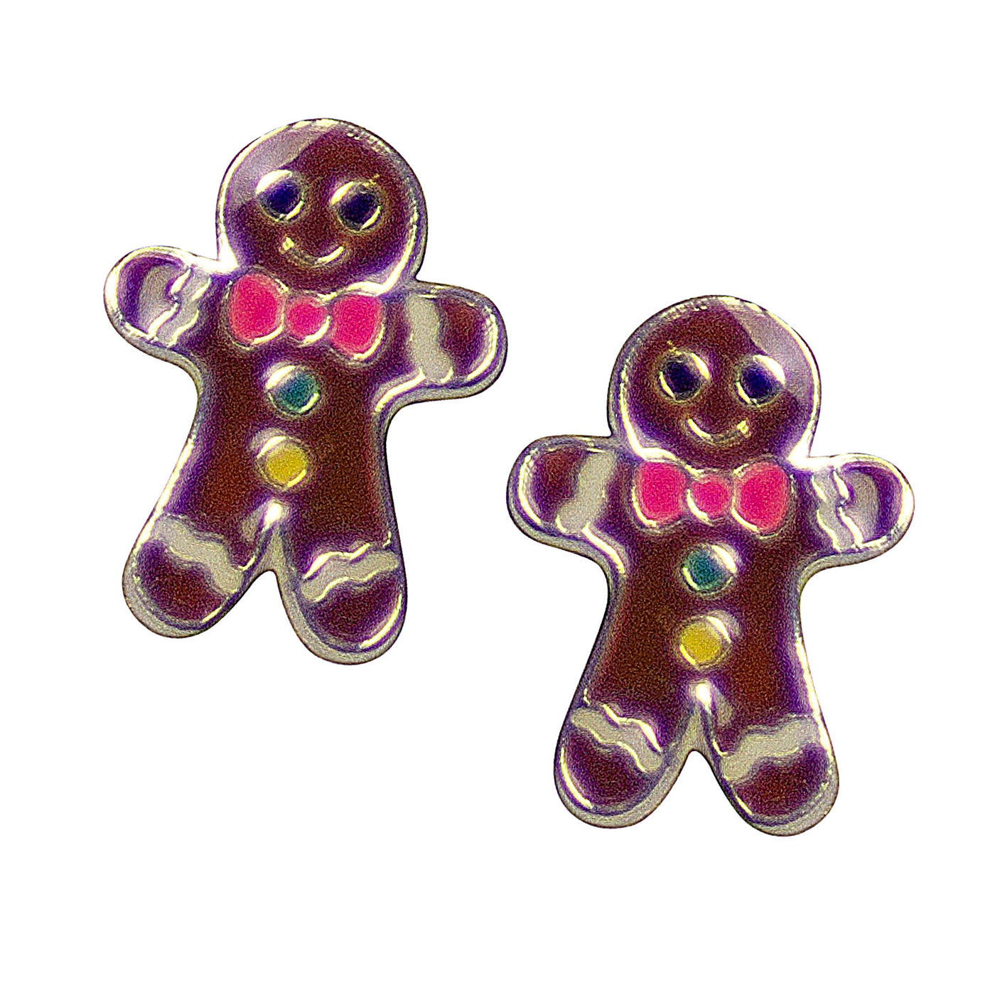 Gingerbread Boy Enamel Sterling Silver Stud Earrings