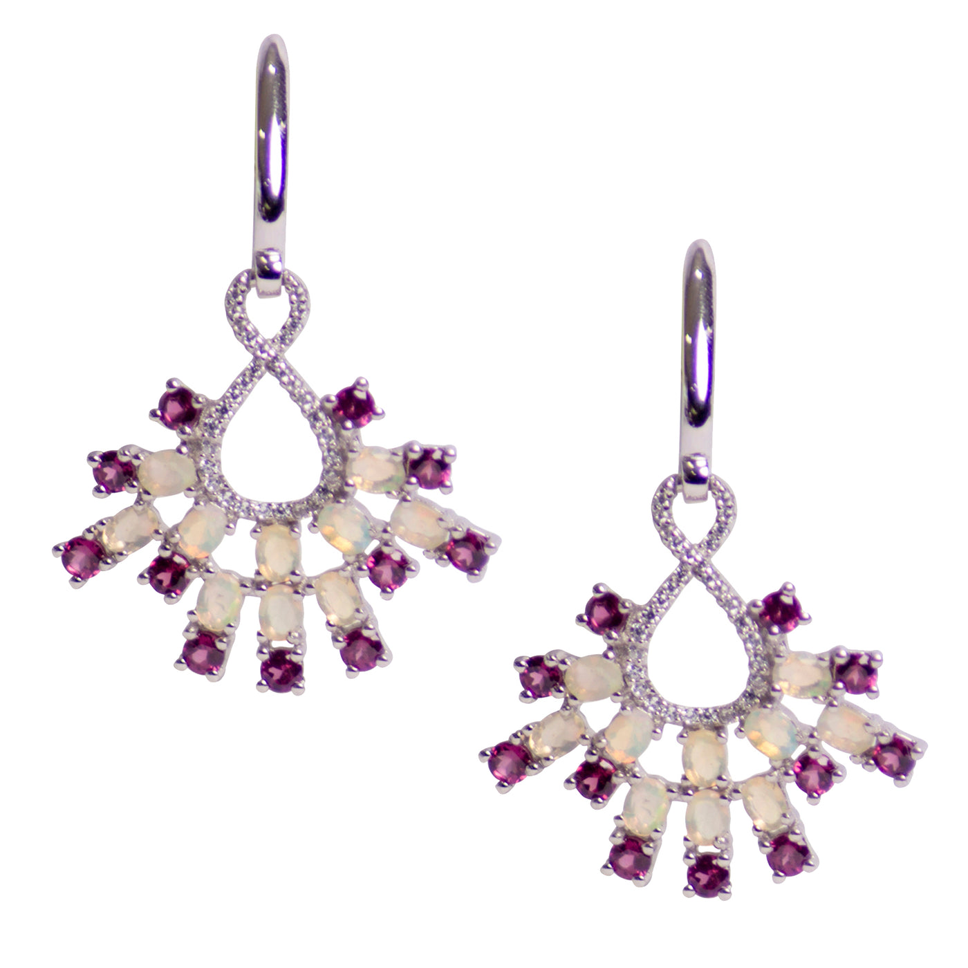 Rhodolite & Opal Chandelier Earrings