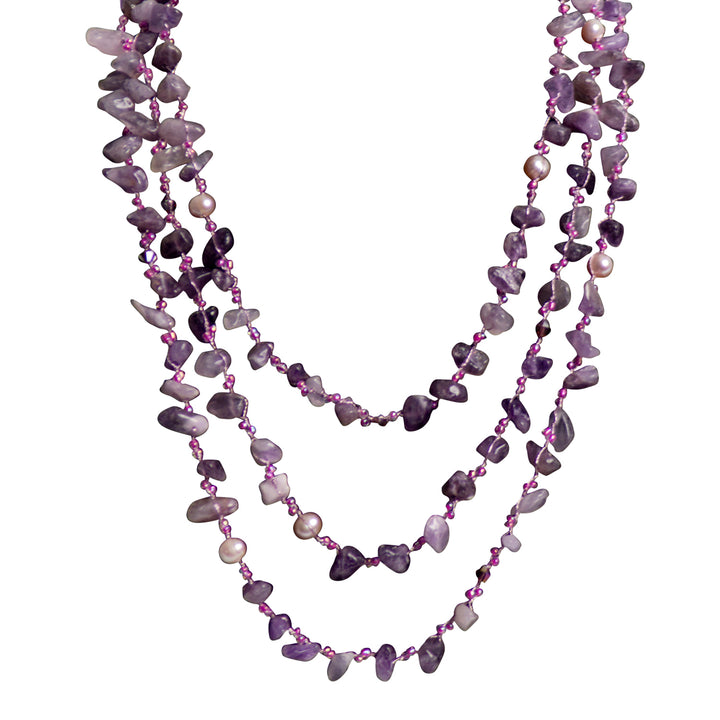 Amethyst, Pearl, and Crystal Necklace