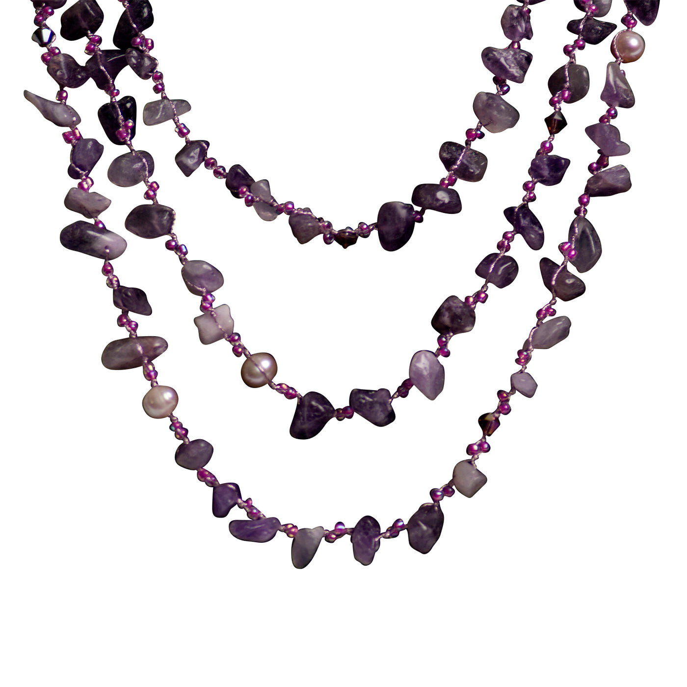 Amethyst, Pearl, and Crystal Necklace
