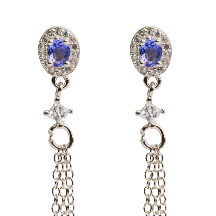 1/2 TCW Natural Tanzanite Silver Earrings