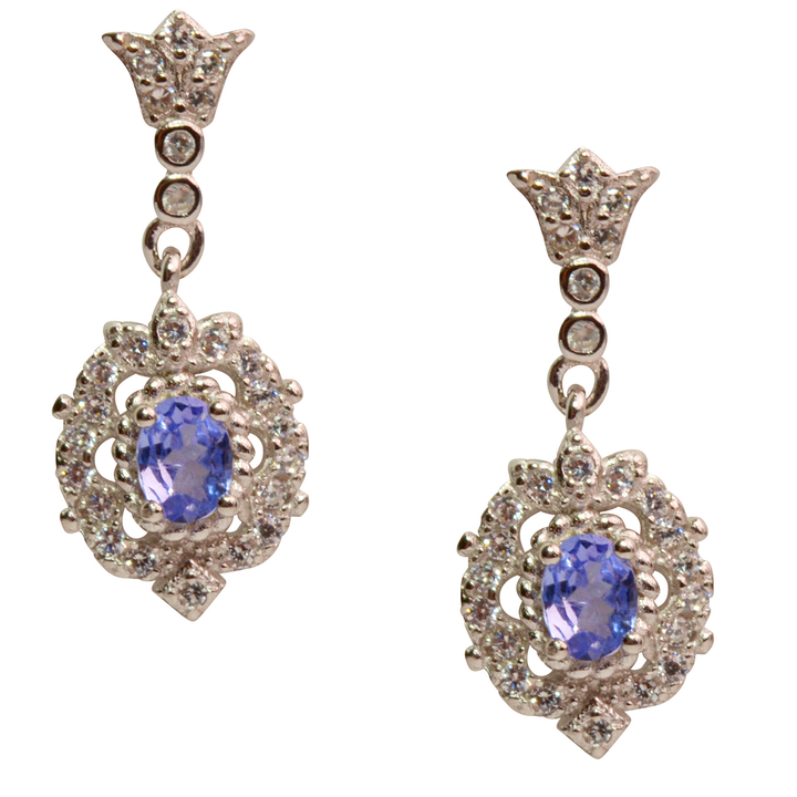 0.50 TCW Natural Tanzanite Silver Earrings