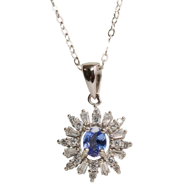 0.5 Carat Natural Tanzanite Silver Necklace