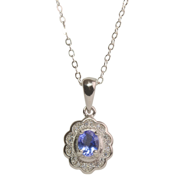 Natural Tanzanite Silver Necklace 0.5 ct
