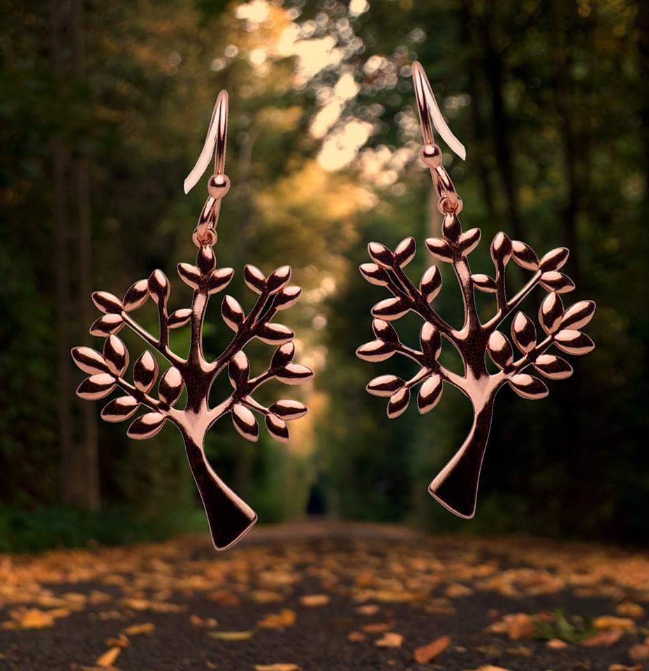 14K Rose Gold Plated Tree of Life Earrings | SilverAndGold