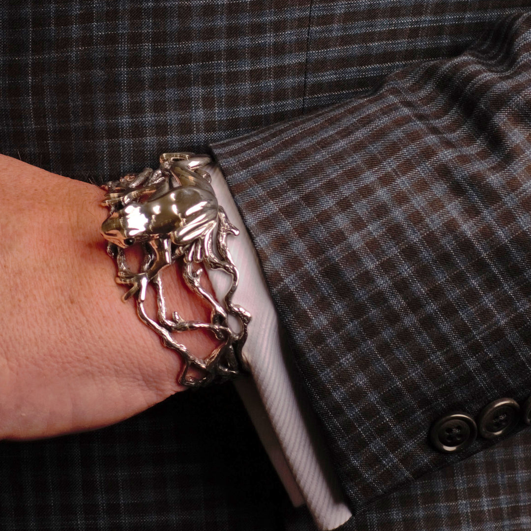 Frog Silver Cuff Bracelet