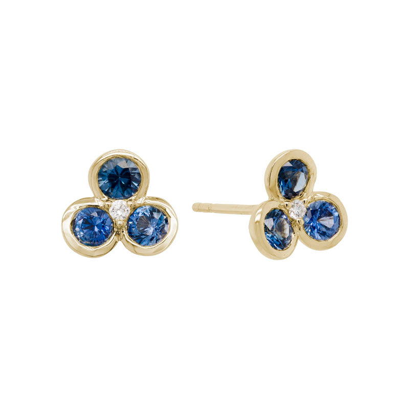 14K Yellow Gold and Blue Sapphire Earrings