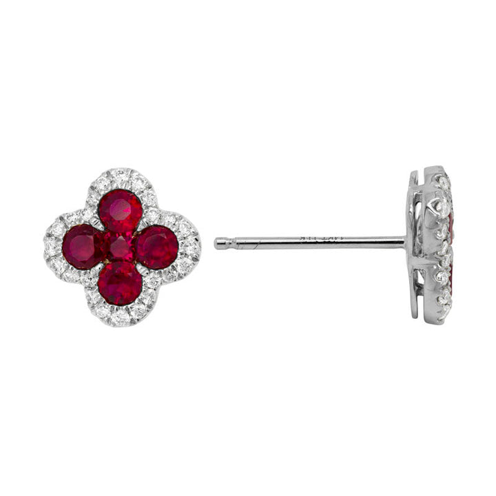 14K Gold Diamond Ruby Earrings
