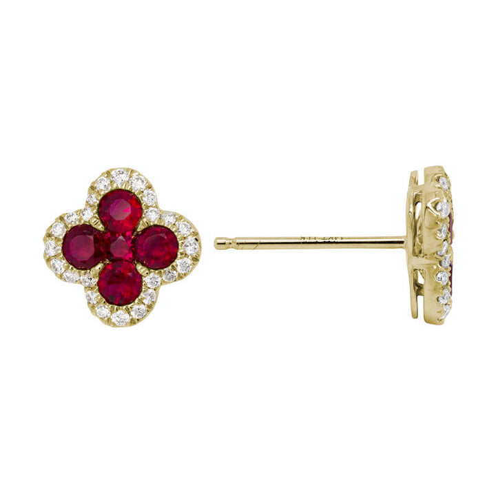 14K Gold Diamond Ruby Earrings