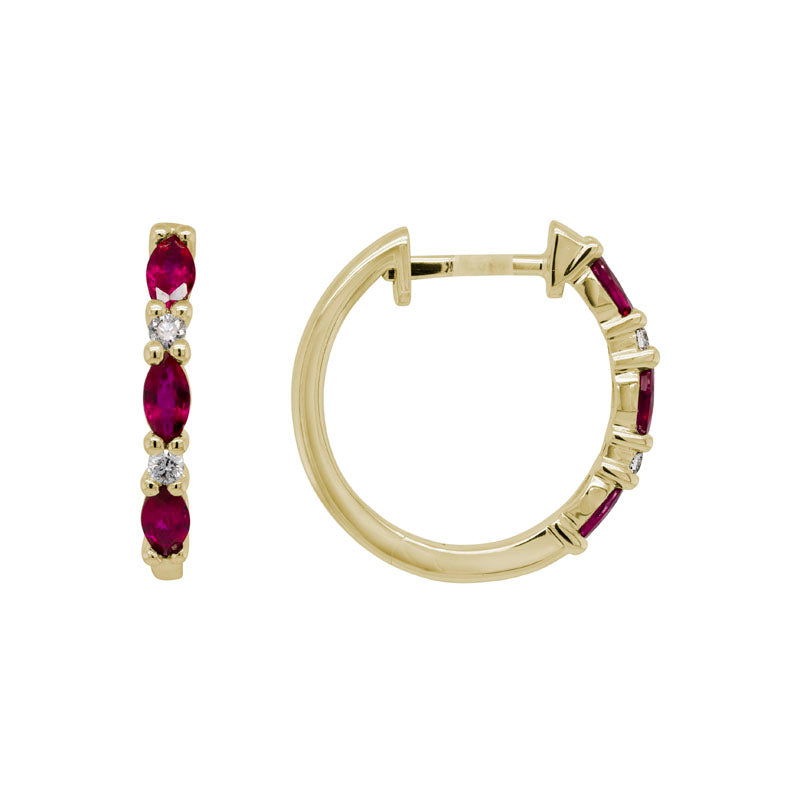 14K Gold Diamond Ruby Earrings