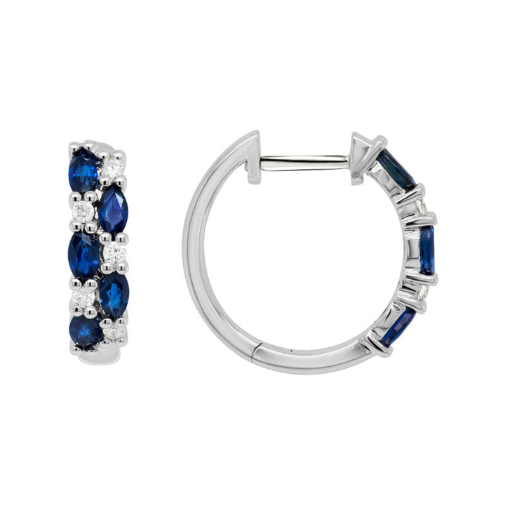 14K Gold Sapphire Diamond Earrings