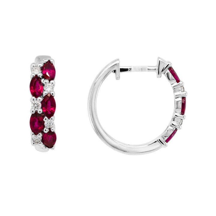 14K Gold Diamond Ruby Earrings