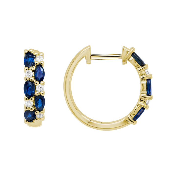 14K Gold Sapphire Diamond Earrings
