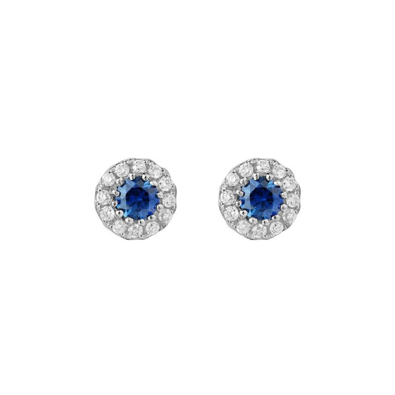 14K Gold Sapphire Diamond Earrings
