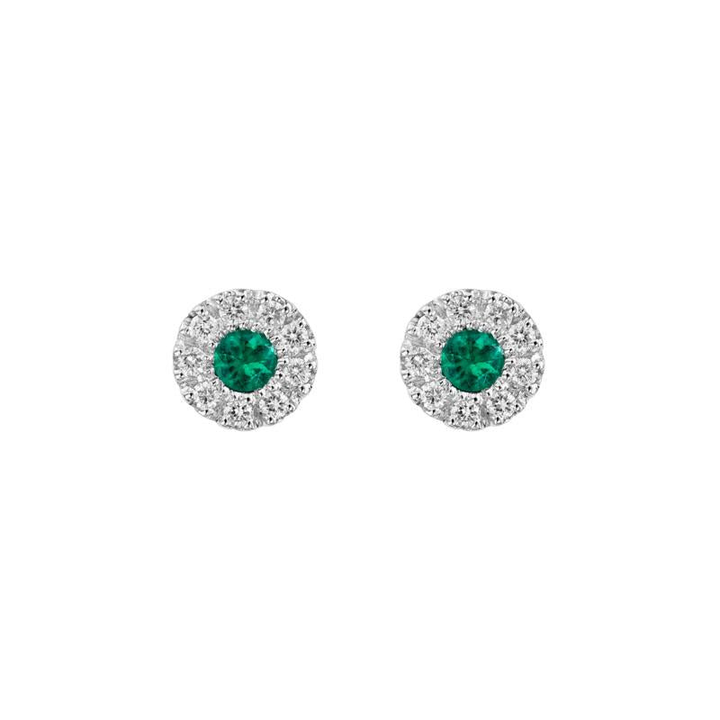 14K Diamond Emerald Earrings