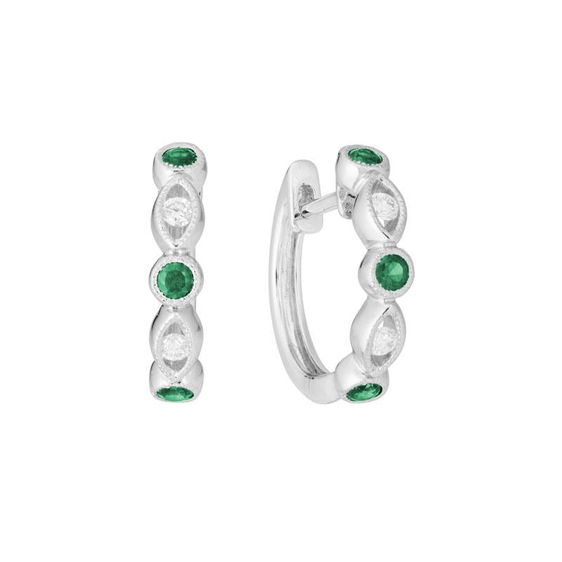 14K White Gold Emerald Earrings