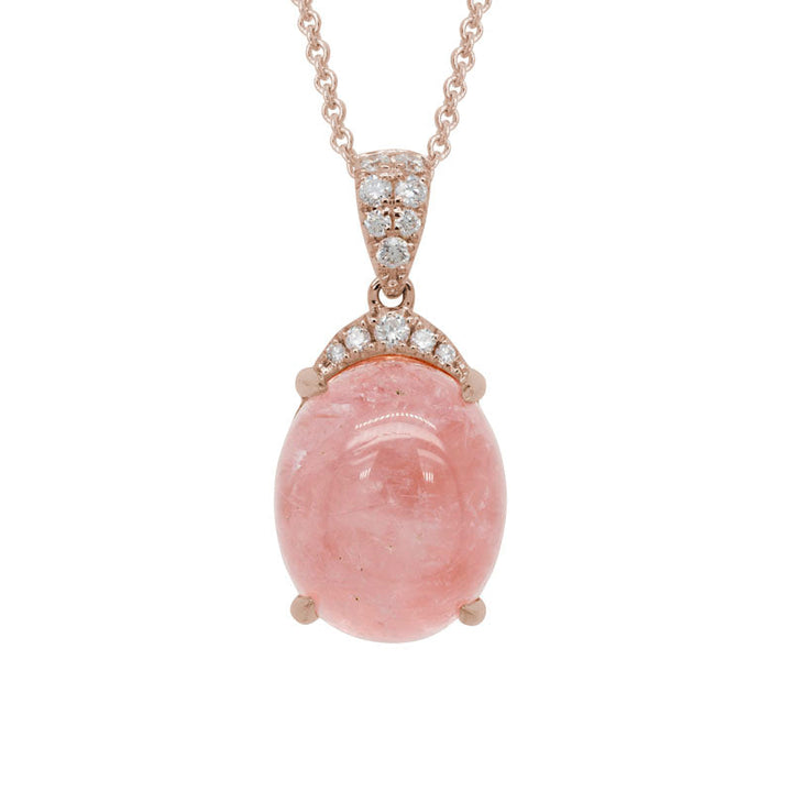 14K Gold Morganite Diamond Necklace