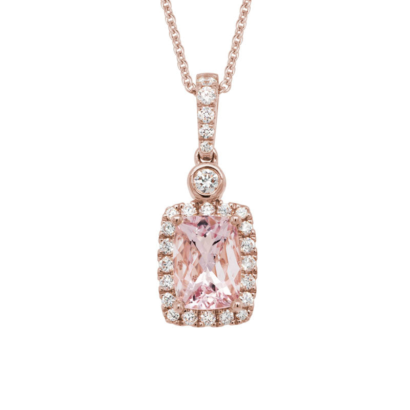 14K Gold Morganite Diamond Necklace