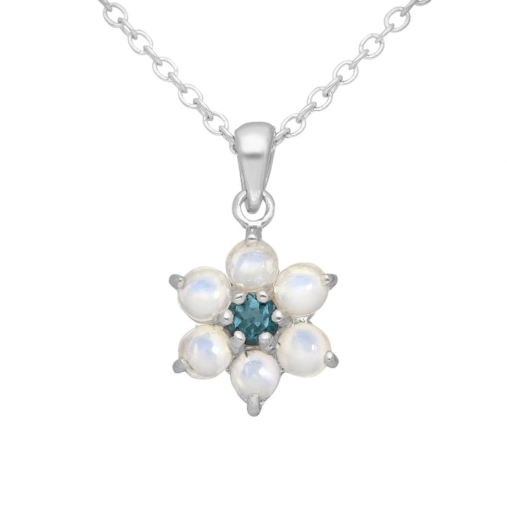 Opals & Topaz Flower Pendant