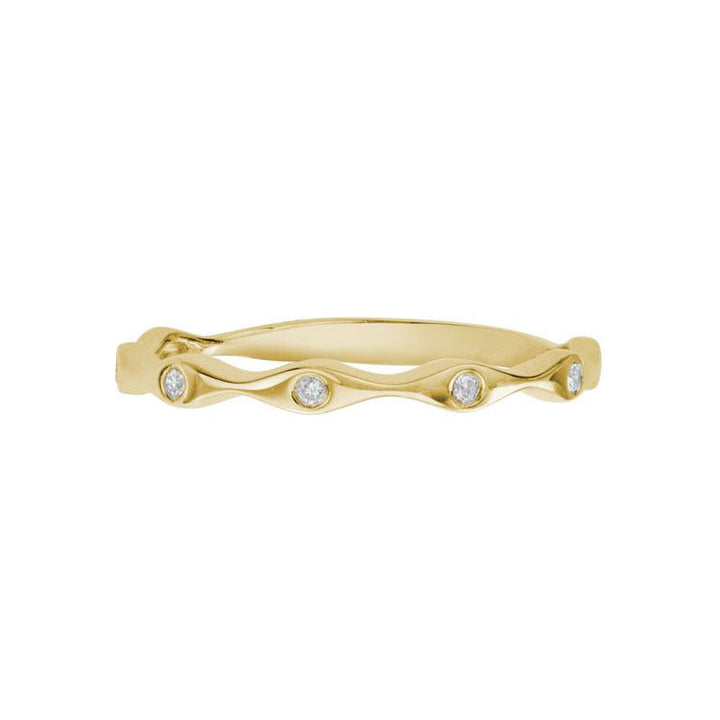 14K Gold Diamond Modern Stack Ring