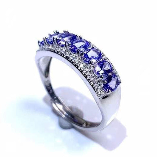 1.6 TCW Natural Tanzanite Silver Ring