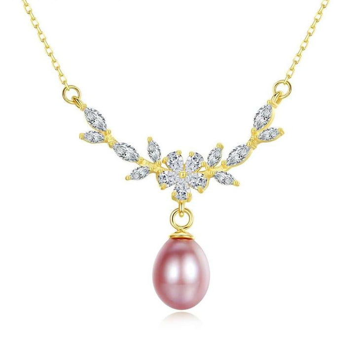 Pink Freshwater Pearl Gold Necklace