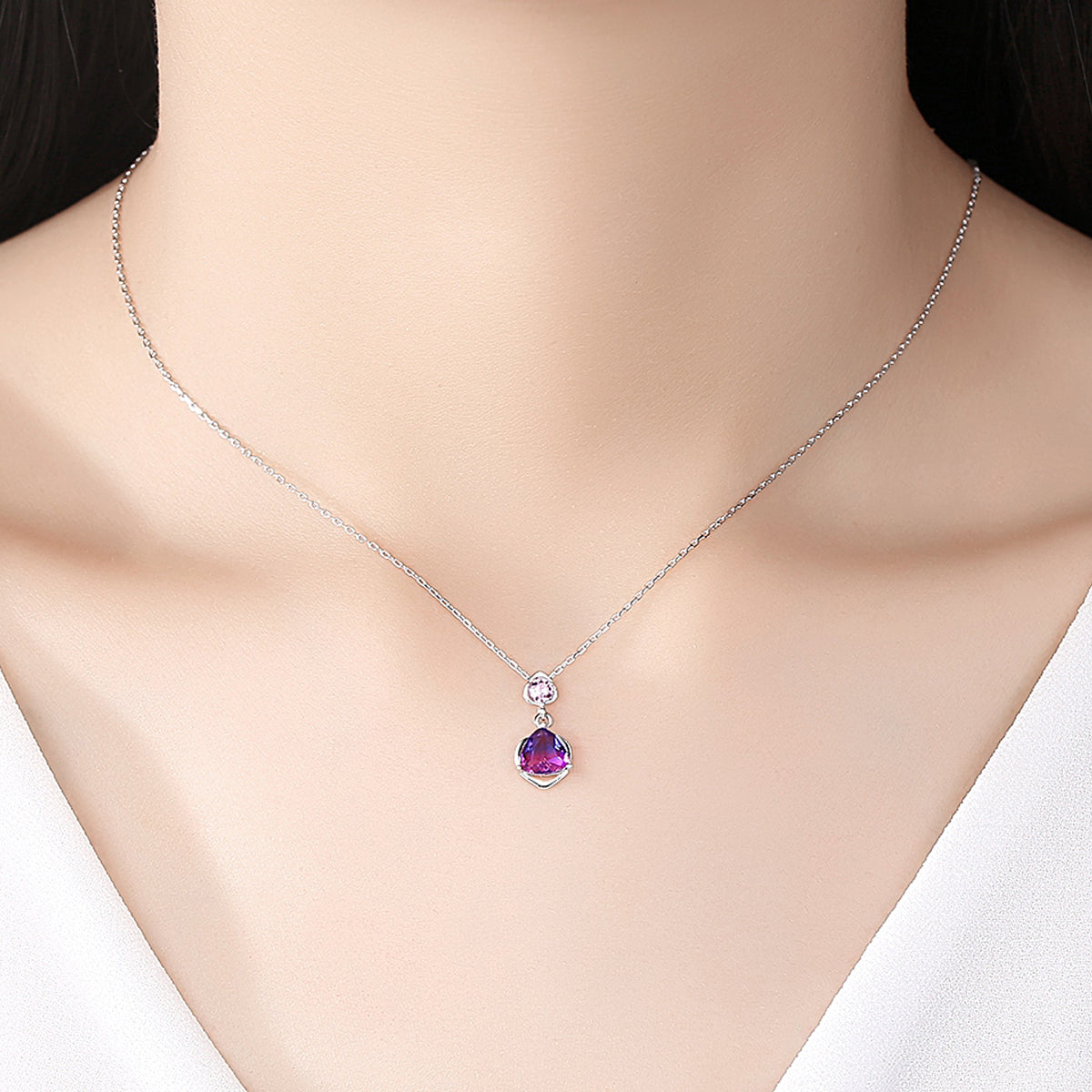 Simulated Mystic Topaz Silver Necklace